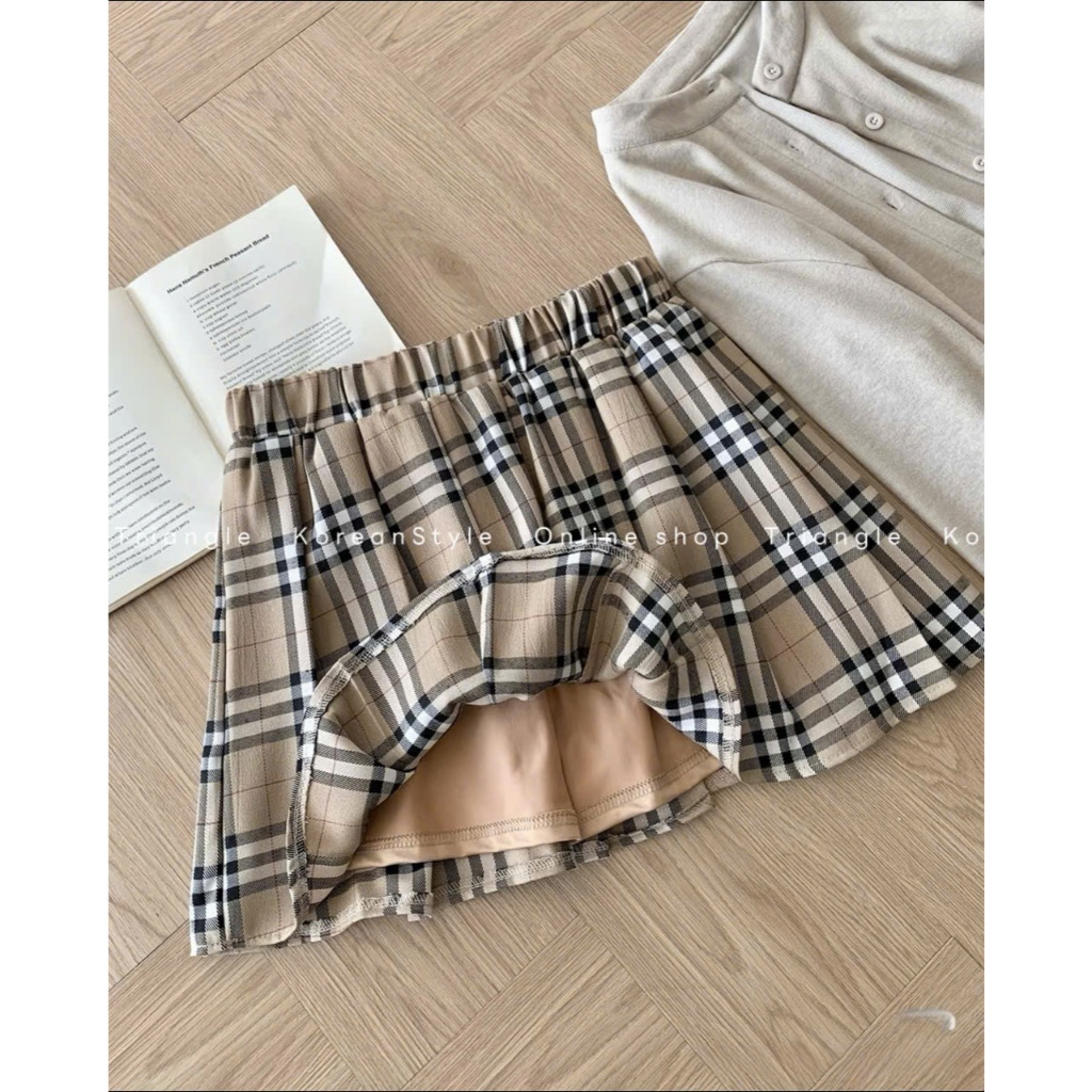 TRIANGLE - BB Set - Set áo kiểu mix chân váy ngắn xếp li phong cách Hàn Quốc dành cho mùa thu đông phong cách thanh lịch