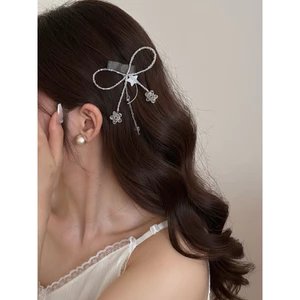 Kẹp Tóc Mái Cute Hình Nơ Hạt Lấp Lánh QUEMEO Design YNIE