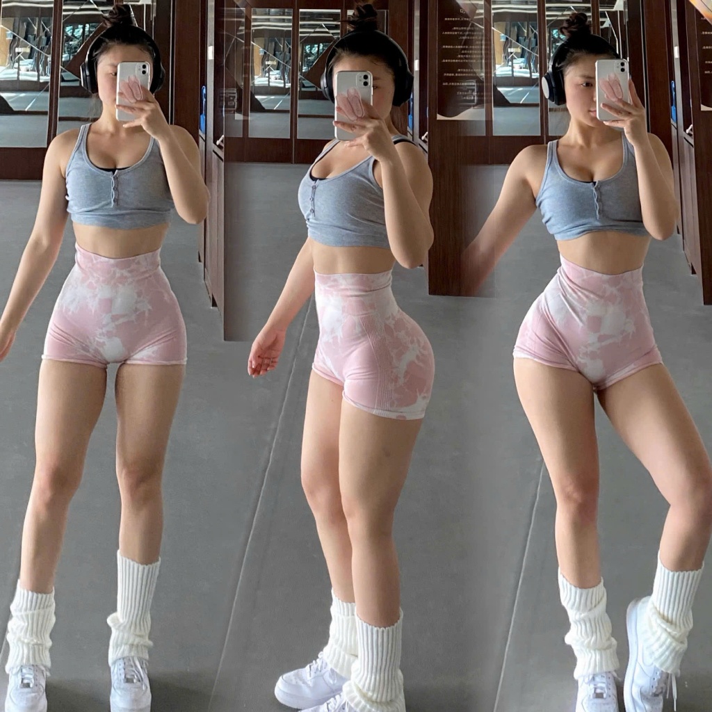 Quần Đùi Chất Dệt Hoạ Tiết Nâng Mông Nữ Co Giãn Tập - Gym - Yoga - Aerobic HOTHISPORT