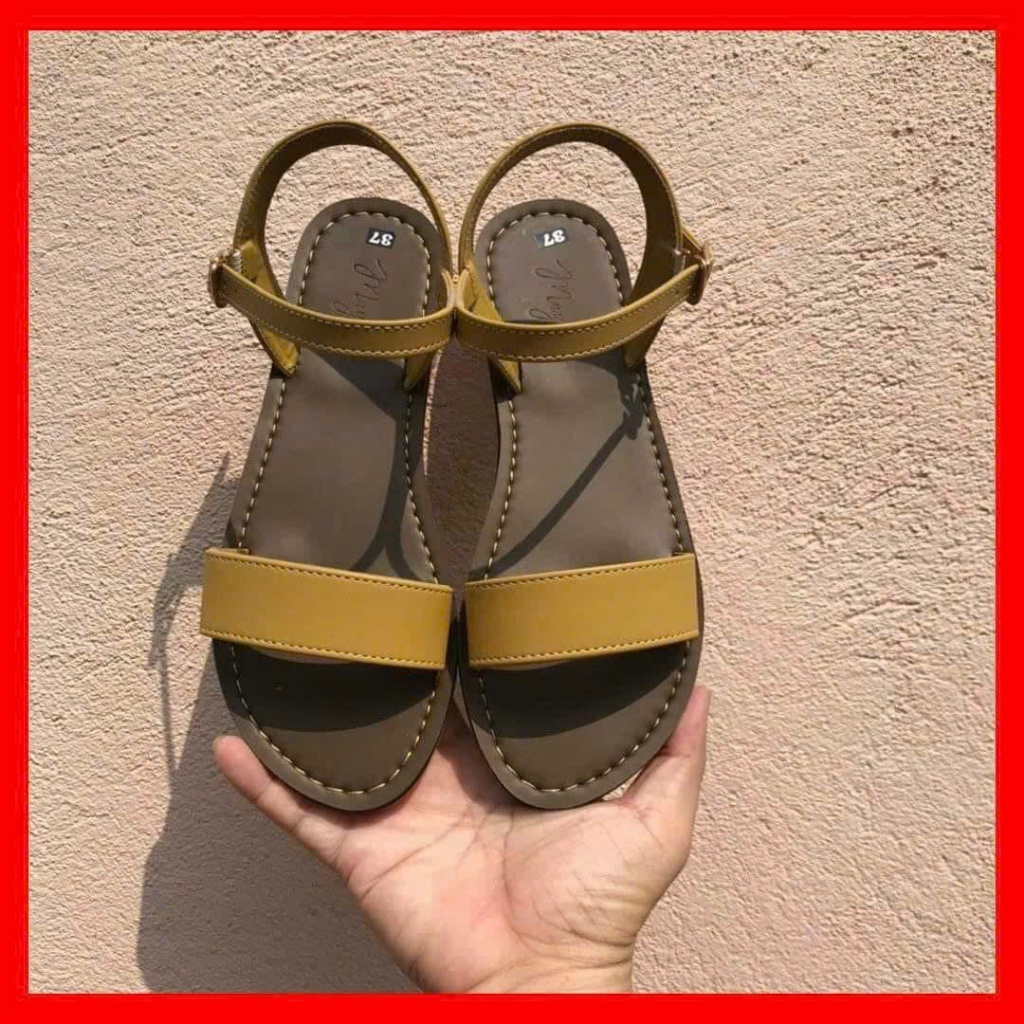 Sandal nữ quai hậu bản ngang – da PU mềm mại, chống trượt, thoải mái cả ngày