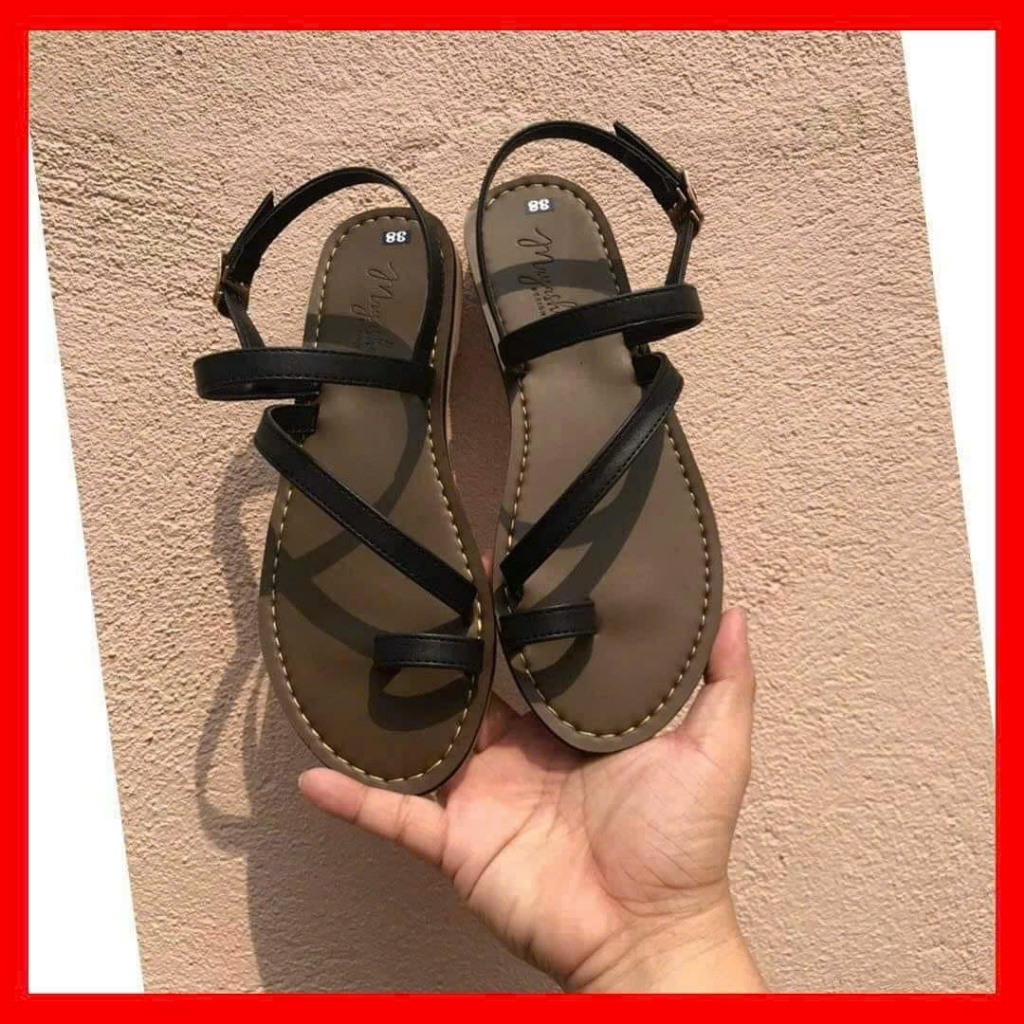 Sandal nữ quai hậu bản ngang – da PU mềm mại, chống trượt, thoải mái cả ngày