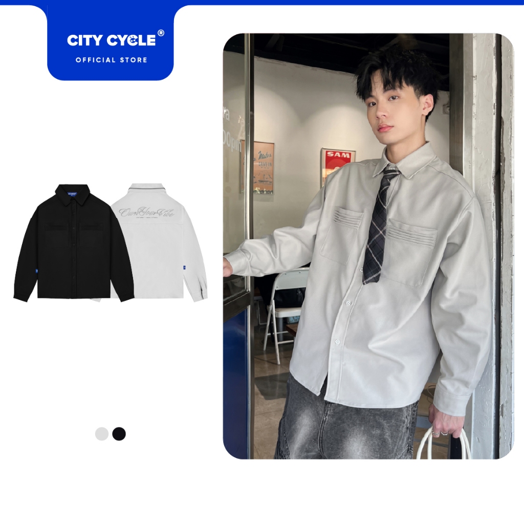 Áo sơ mi dài tay kaki boxy basic nam nữ Local Brand Chính Hãng City Cycle Áo sơ mi Campus