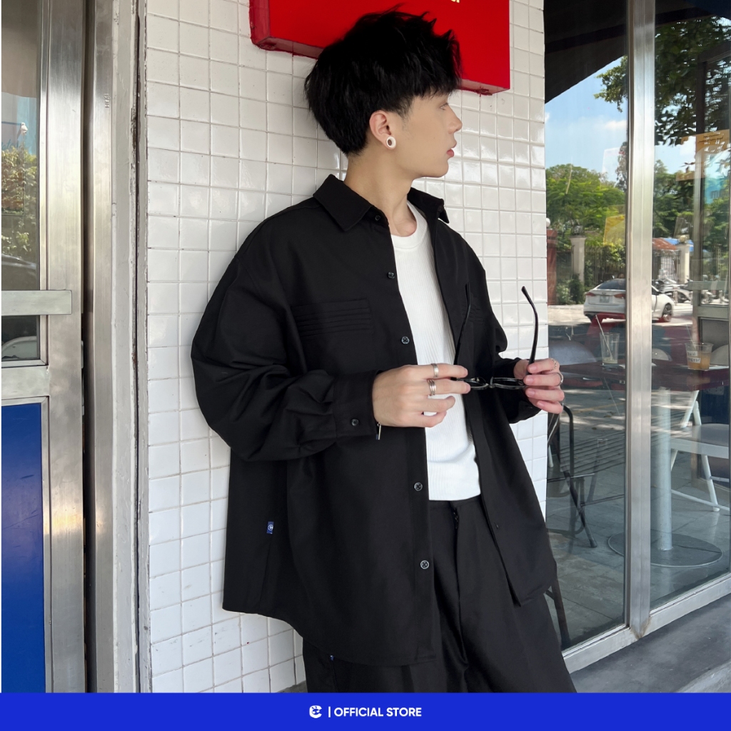 Áo sơ mi dài tay kaki boxy basic nam nữ Local Brand Chính Hãng City Cycle Áo sơ mi Campus