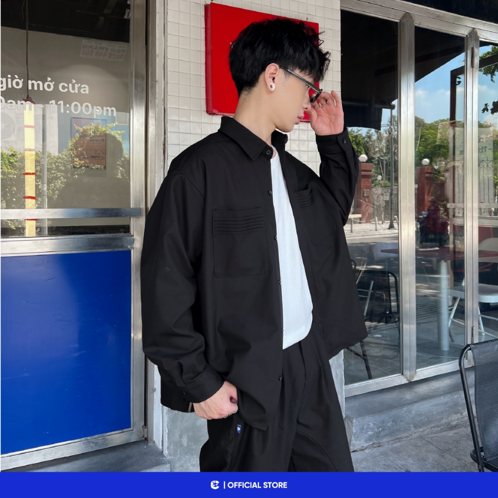 Áo sơ mi dài tay kaki boxy basic nam nữ Local Brand Chính Hãng City Cycle Áo sơ mi Campus