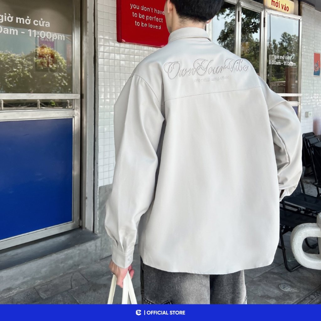 Áo sơ mi dài tay kaki boxy basic nam nữ Local Brand Chính Hãng City Cycle Áo sơ mi Campus