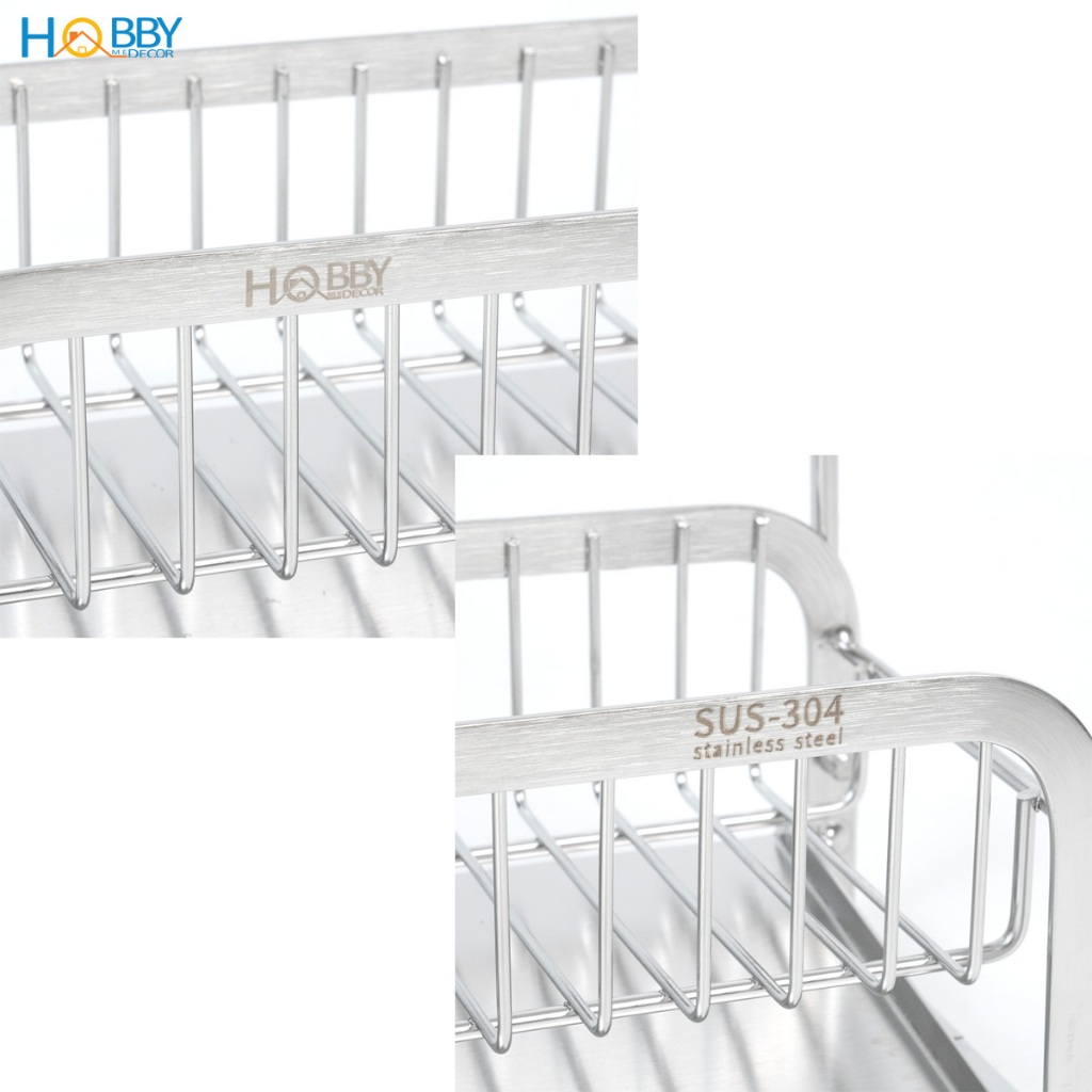 Kệ để dụng cụ rửa chén có thanh treo khăn Inox 304 Hobby home decor KRC14