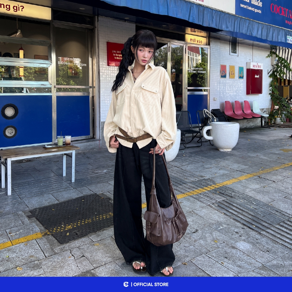 Áo sơ mi dài tay boxy basic nam nữ Local Brand Chính Hãng City Cycle Áo sơ mi Free Box