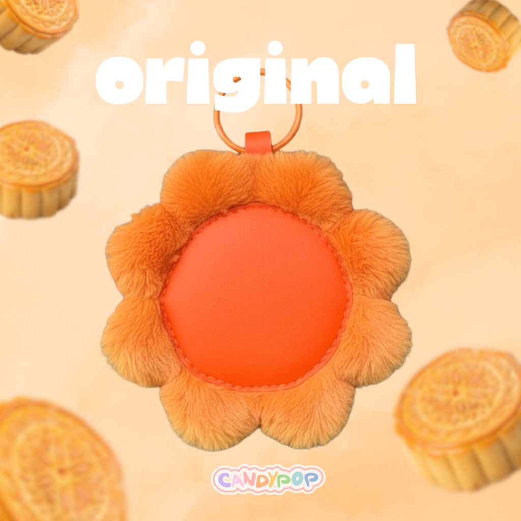 Charm bánh trung thu Moon Cake hình hoa 8 cánh vải lông mịn - Móc khóa phụ kiện treo túi xách, ba lô - Quà tặng xinh xắn