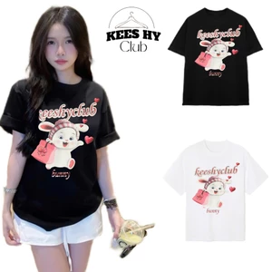 Áo Thun Bunny In Hình Keeshy Thỏ Trái Tim Form Oversize Chất Cotton Dày Dặn Thoáng Mát Nam Nữ