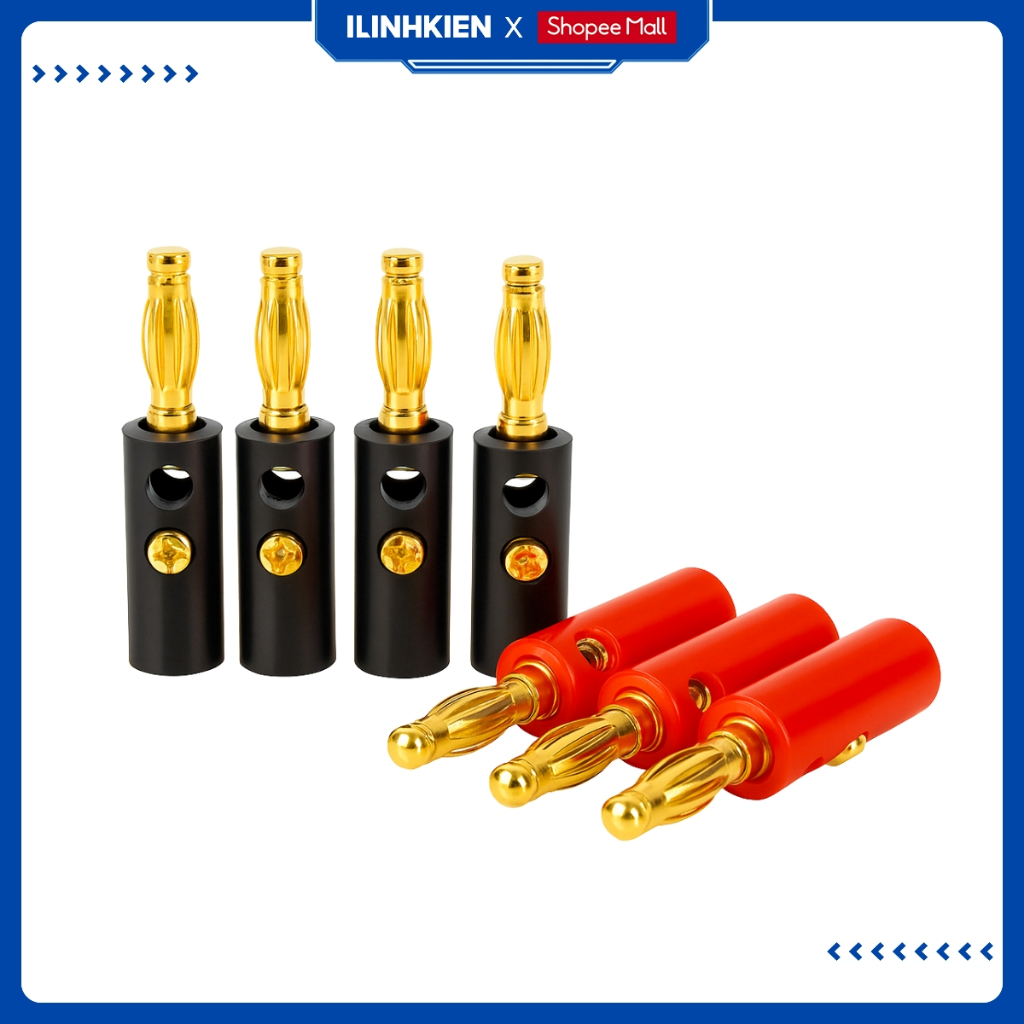 Đôi jack bắp chuối đực 4mm mạ vàng chính hãng ilinhkien