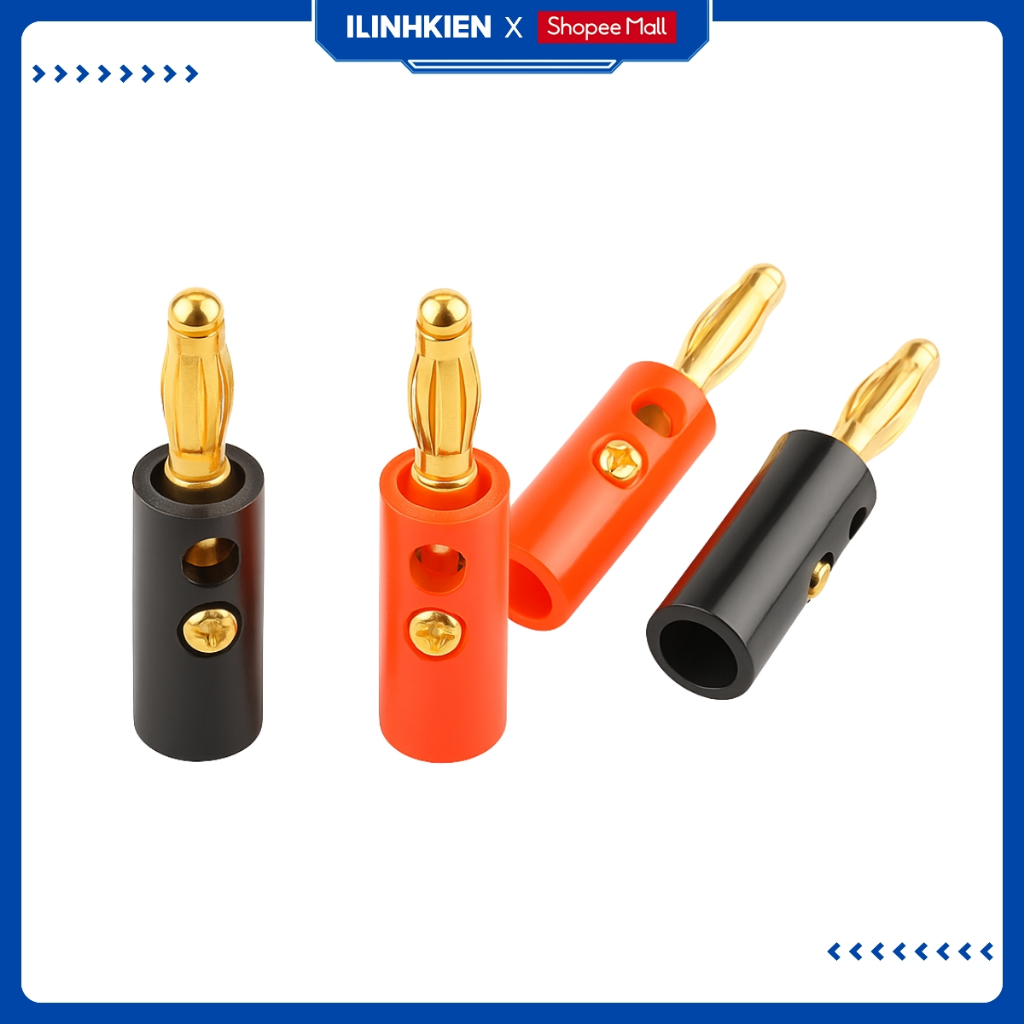 Đôi jack bắp chuối đực 4mm mạ vàng chính hãng ilinhkien