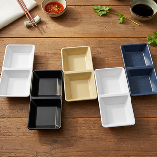 Khay, Chén Đựng Gia Vị Bằng Nhựa Melamine Vuông 2 Ngăn Lớn (15*7.5*2.5cm) - Phương Trang