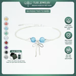 Vòng tay bạc nữ TLEE bạc 925 mix hạt đá đôi phong thủy Tự Nhiên và charm bi bóng treo nơ xinh xắn TLEE JEWELRY LT0231 — ảnh 1