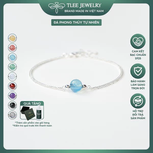 Vòng tay bạc nữ TLEE bạc 925 mix hạt đá đơn phong thủy Tự Nhiên và charm bi bóng TLEE JEWELRY LT0210
