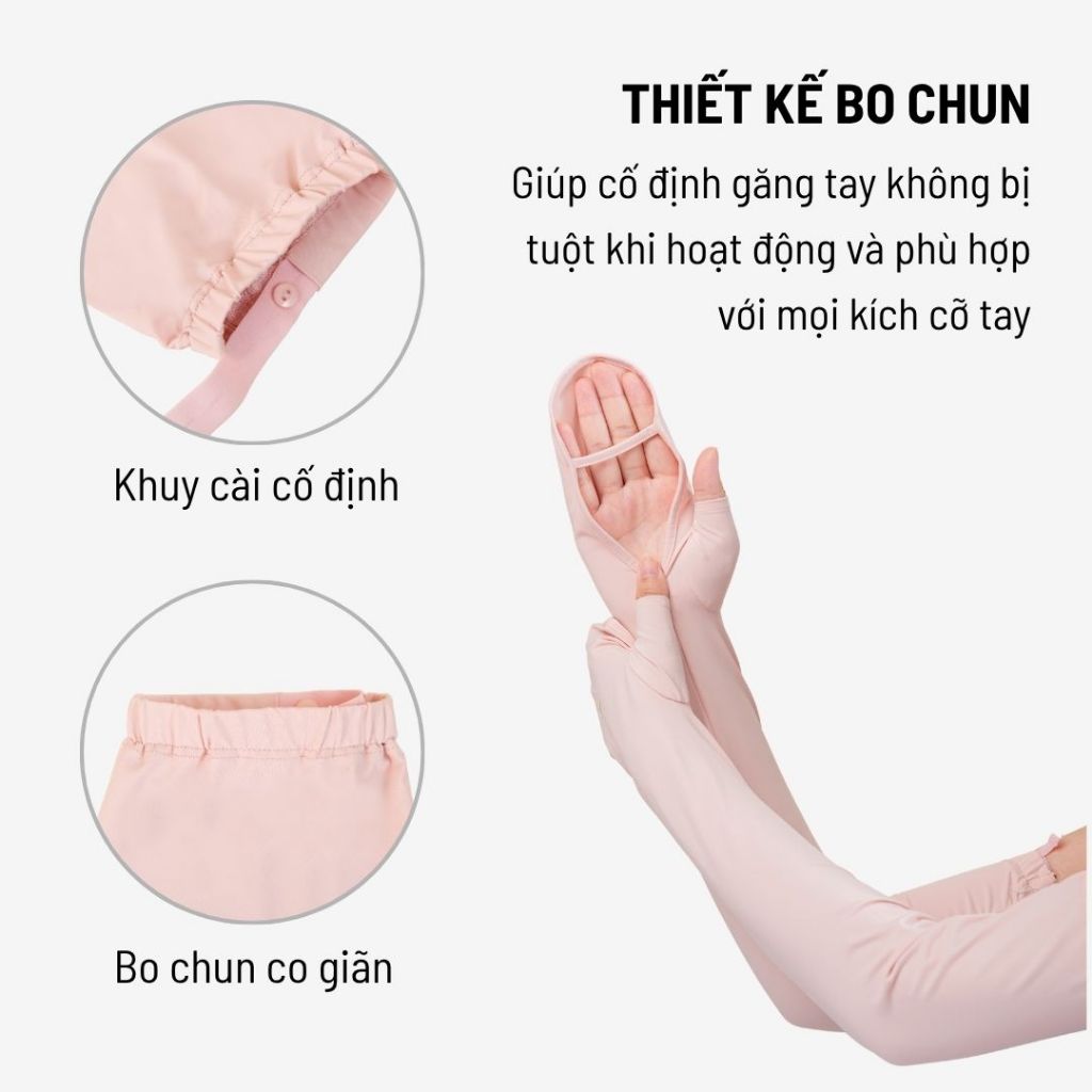 Găng tay chống nắng Unicare UPF 50+ chống tia UV, chất liệu vải băng mát lạnh co giãn và thấm hút tốt
