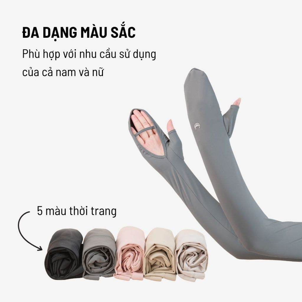 Găng tay chống nắng Unicare UPF 50+ chống tia UV, chất liệu vải băng mát lạnh co giãn và thấm hút tốt