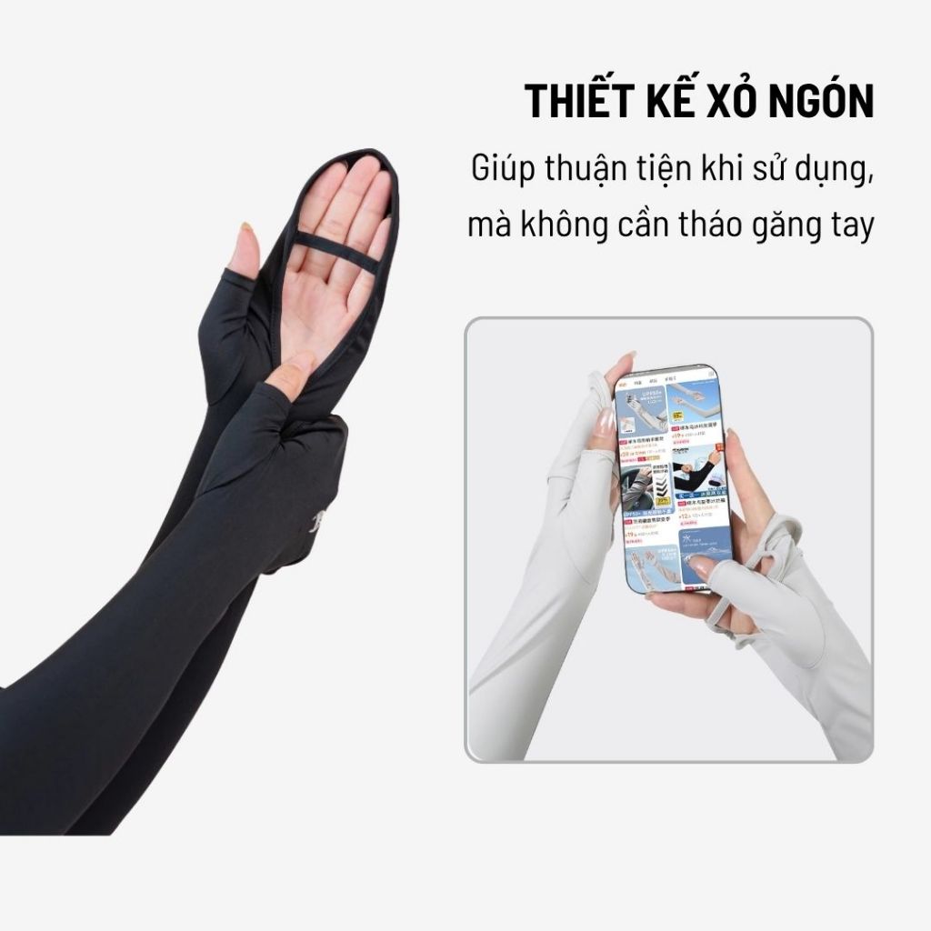 Găng tay chống nắng Unicare UPF 50+ chống tia UV, chất liệu vải băng mát lạnh co giãn và thấm hút tốt
