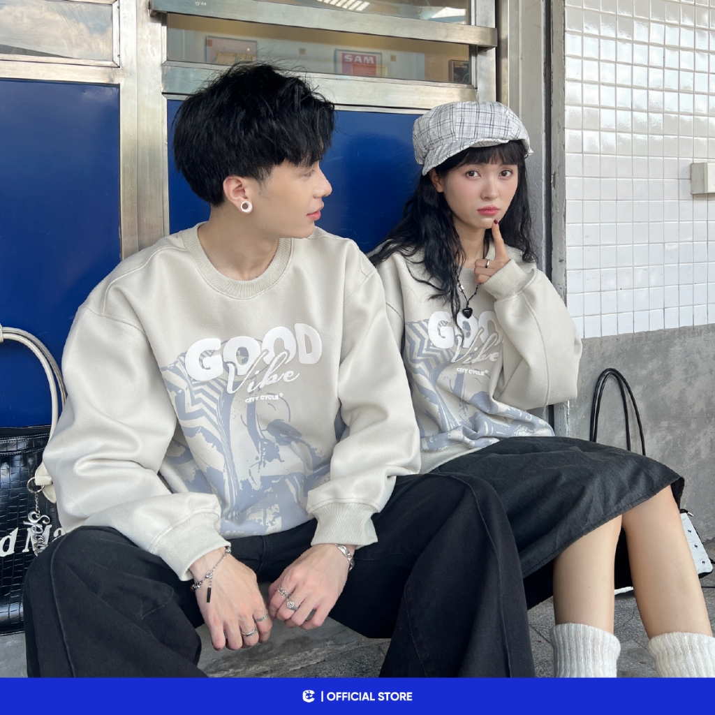 Áo sweater nỉ dạ boxy mùa đông nam nữ Local Brand Chính Hãng City Cycle Áo sweater Staycation