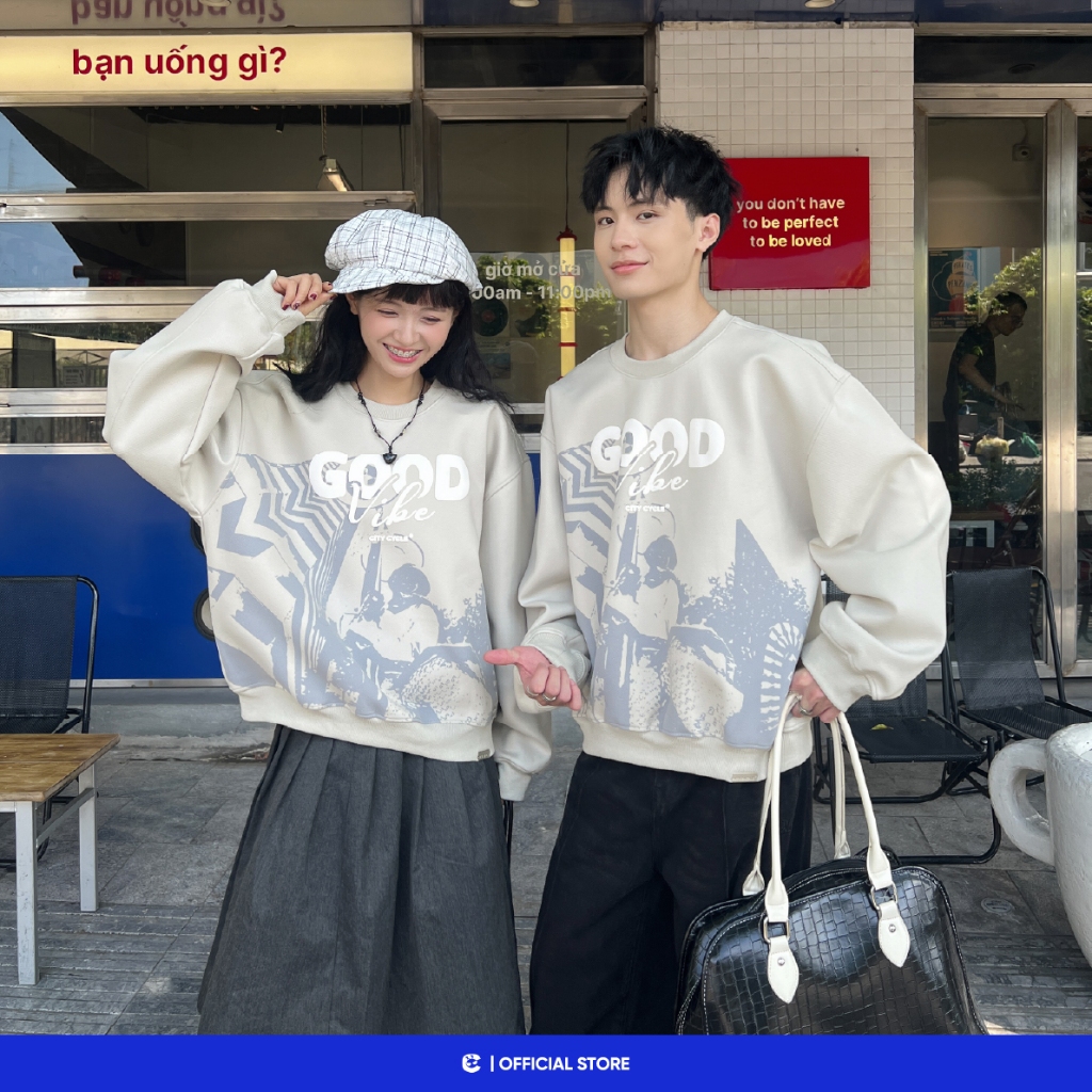 Áo sweater nỉ dạ boxy mùa đông nam nữ Local Brand Chính Hãng City Cycle Áo sweater Staycation