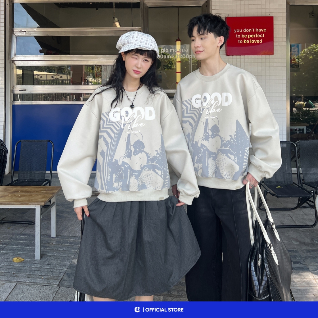 Áo sweater nỉ dạ boxy mùa đông nam nữ Local Brand Chính Hãng City Cycle Áo sweater Staycation