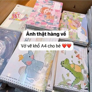 Vở vẽ A4 - 30 trang lò xo giấy dày chống loá cho bé trai bé gái học tập sáng tạo, màu ngẫu nhiên