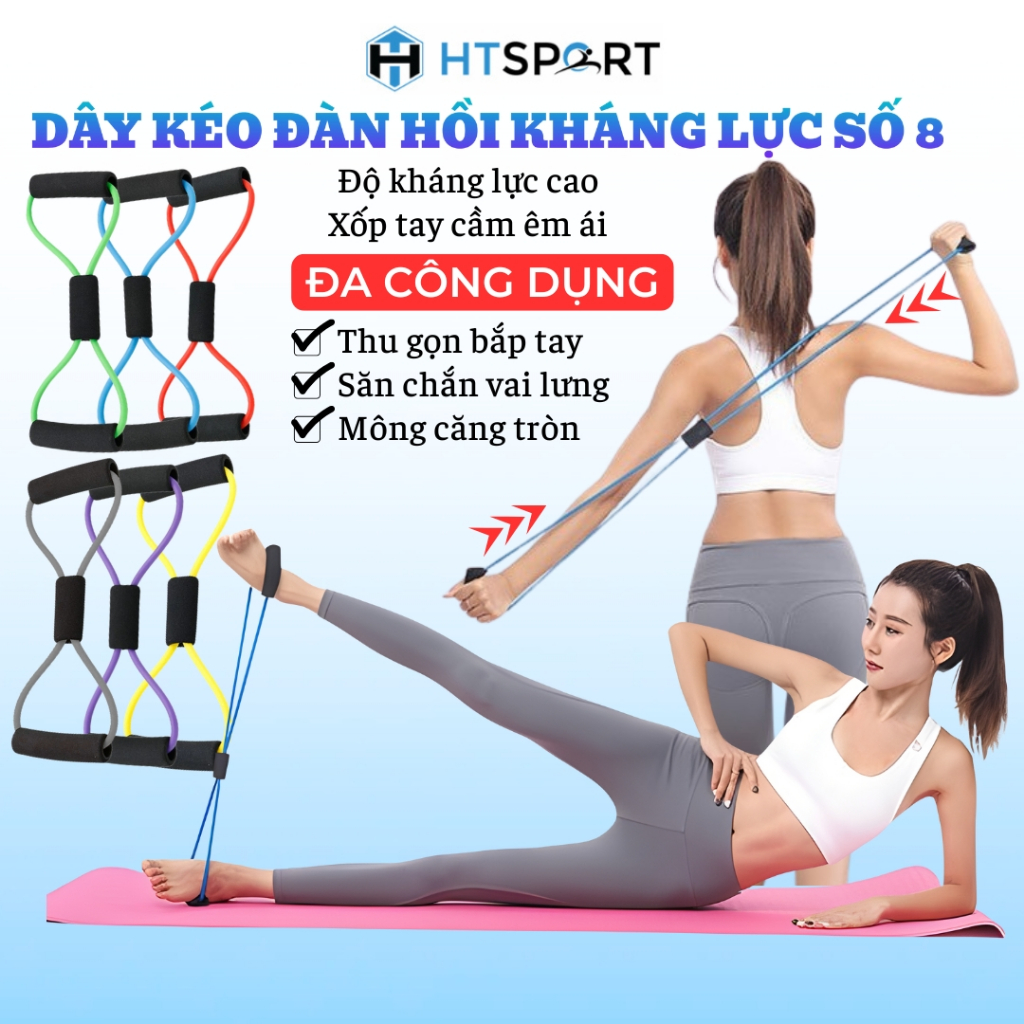 Dây Kéo Vòng Số 8 Đa Năng Tập Gym, Dây Đàn Hồi Kháng Lực Powerband Tập Thể Lực Tay Vai Lưng Mông