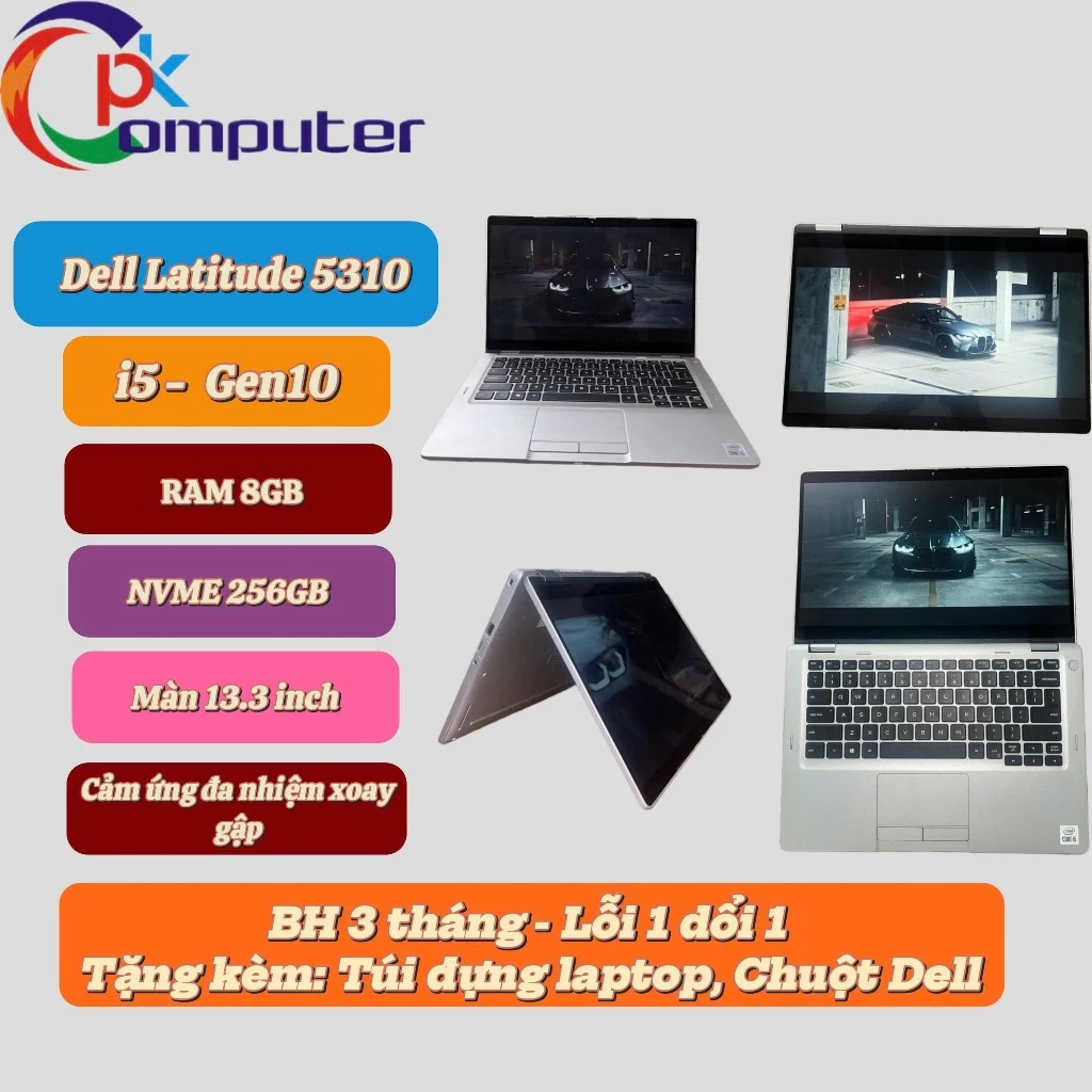 Laptop Dell 2in1 Latitude 5310 Màn Cảm Ứng | Core i5 Gen 10 | RAM 8GB | SSD 256GB | FHD 13.3”
