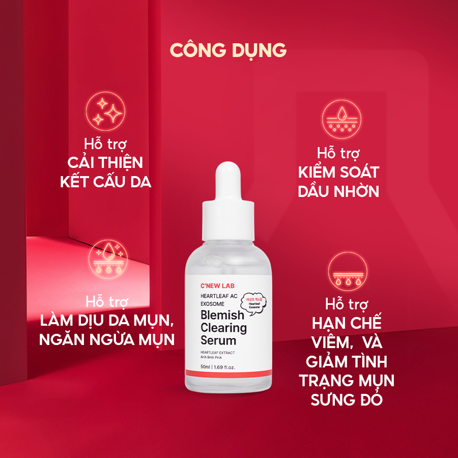 Serum diếp cá hỗ trợ cho da mụn, kiềm dầu C'New Lab Heartleaf Ac Blemish Clearing Serum 50ml