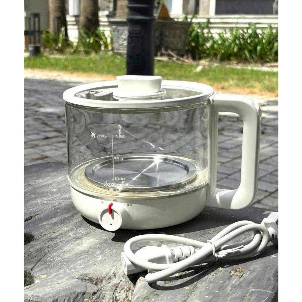 Nồi điện thủy tinh đa năng Deerma 1.2L - Nấu cơm, súp, lẩu, hấp, luộc, pha trà