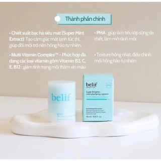 DƯỠNG MÔI BELIF SUPER KNIGHTS MINT PLUMPING LIPCERIN 15ML FULLBOX