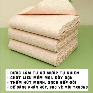 Set 10 Khăn Lau Xơ Mướp Sợi Tự Nhiên - Khăn Lau Xơ Mướp Thấm Hút Tốt, Tách Dầu Mỡ, Lau Chén Diã Có Thể Tái Sử Dụng.