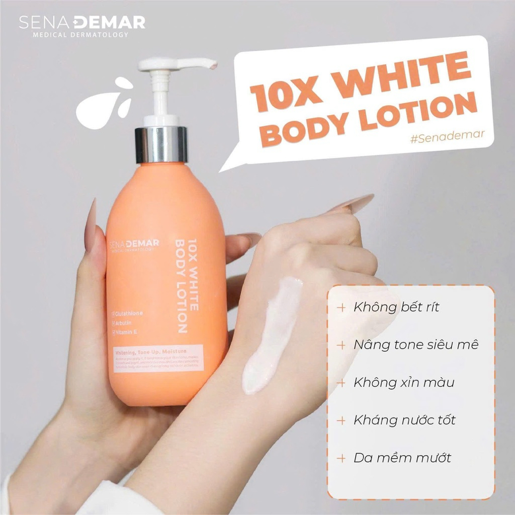 Kem body sena demar 10x white body lotion giúp dưỡng trắng da 300ml - hạn 2028 kem body senademar Hàn Quốc  IS311