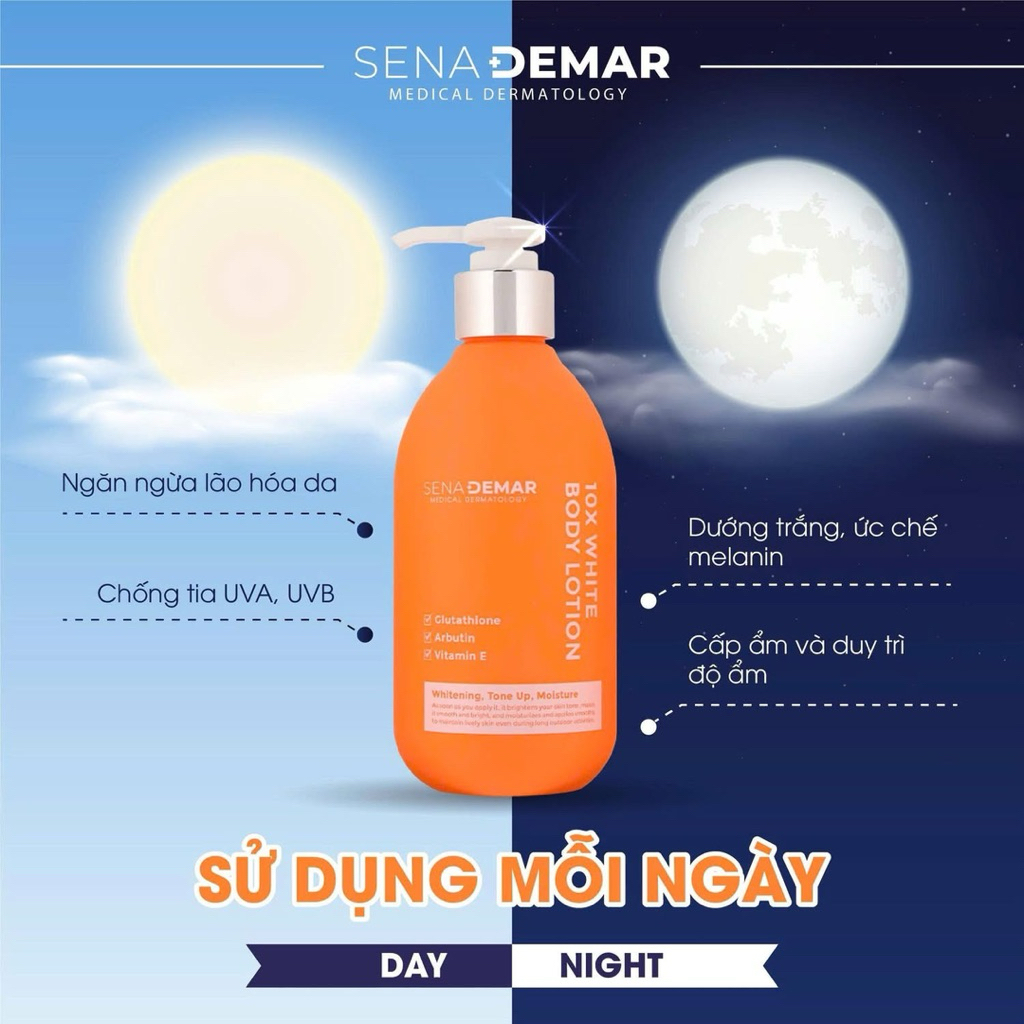 Kem body sena demar 10x white body lotion giúp dưỡng trắng da 300ml - hạn 2028 kem body senademar Hàn Quốc  IS311