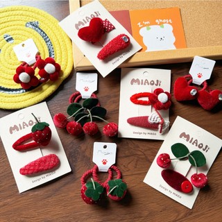 (QUÀ TẶNG) SET 2 Kẹp Tóc vải nơ hoa màu đỏ đô vintage diện Tết, Noel Cho Bé Gái