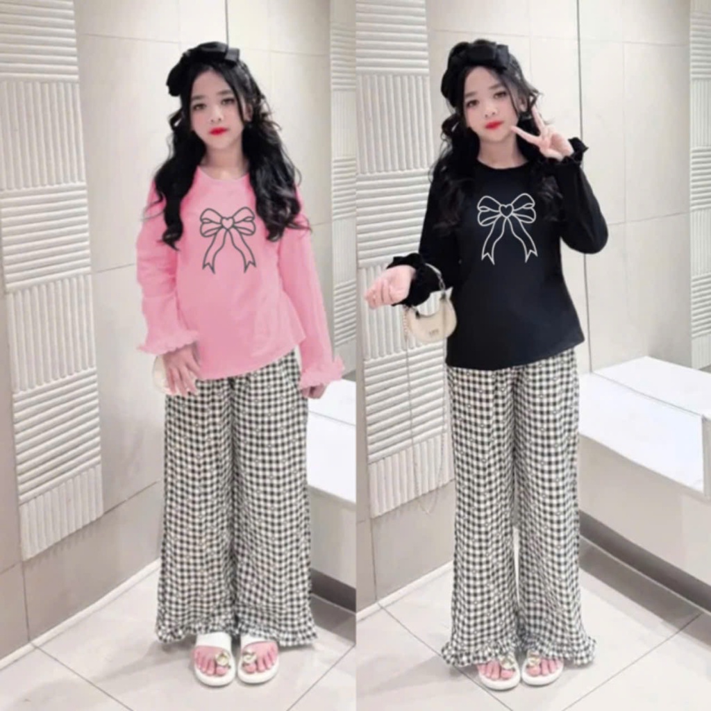 15-45KG.Quần áo thu đông cho bé gái thêu hình nơ chất vải thun tăm co giãn thoải mái cho bé.M47