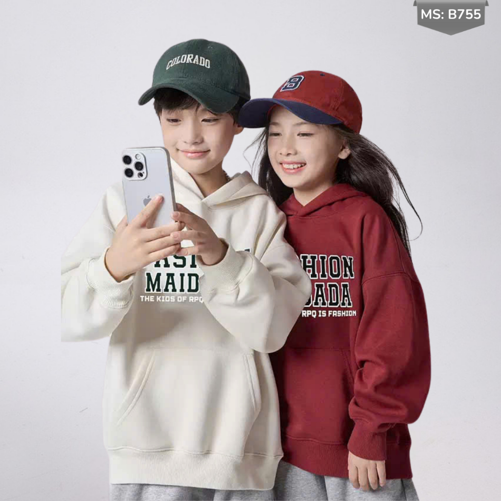 Áo Hoddie Thu Đông Cho Bé Trai, Bé Gái chất liệu Cotton nỉ bông Mềm Ấm B755 | JJ Kids Fashion