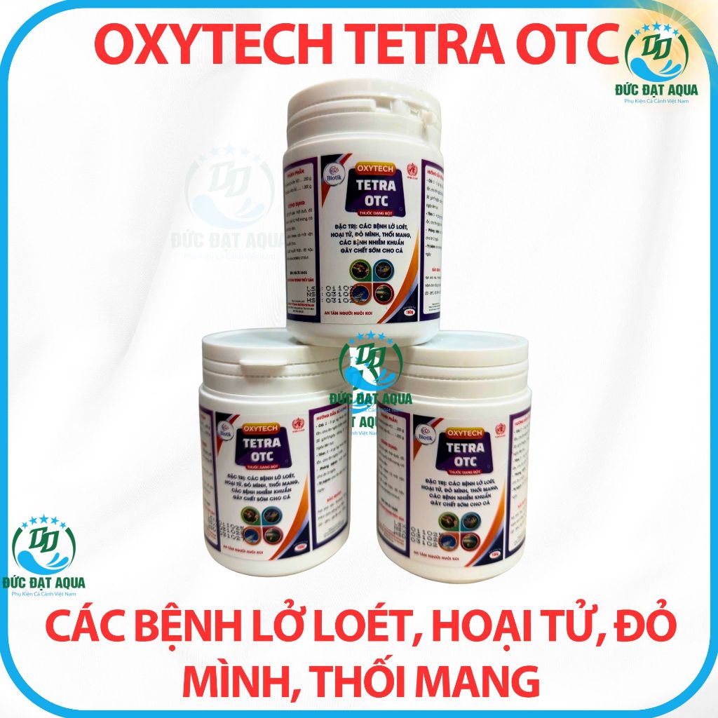 Tetra OTC, đặc trị, lở loét, hoại tử, đỏ mình, thối mang, nhiễm khuẩn, cho cá cảnh, cá koi 9