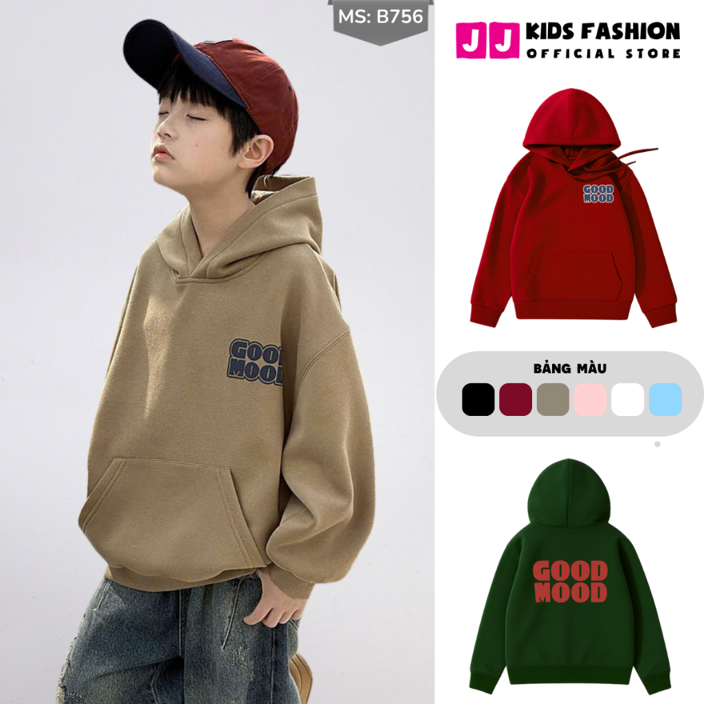 Áo Hoddie Thu Đông Cho Bé Trai, Bé Gái chất liệu Cotton nỉ bông Mềm Ấm B756 | JJ Kids Fashion