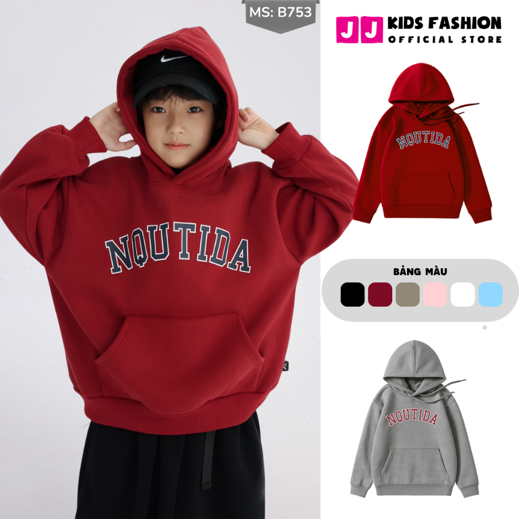Áo Hoddie Thu Đông Cho Bé Trai, Bé Gái chất liệu Cotton nỉ bông Mềm Ấm B753 | JJ Kids Fashion