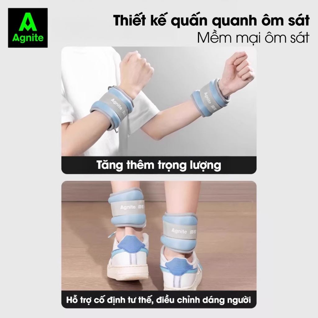 [TẶNG DÂY KHÁNG LỰC] Tạ Đeo Tay Chân Agnite – Tạ đeo, tạ quấn tay chân, bột sắt mịn, phù hợp tập Gym, Yoga