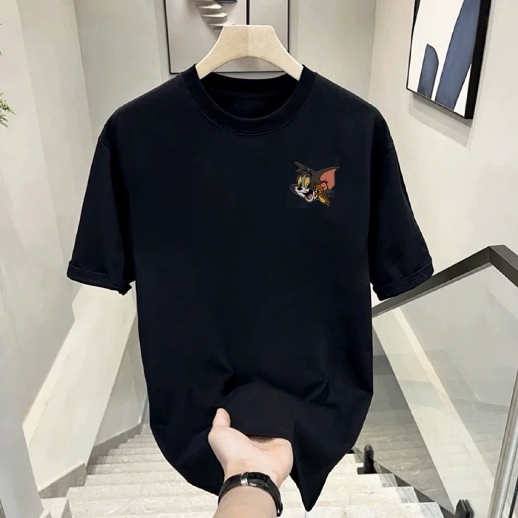 Áo Thun Mèo Và Chuột Unisex Form Rộng Vải Cotton Dày Dặn - Không Xù Lông - Mềm Mịn Thoáng Mát