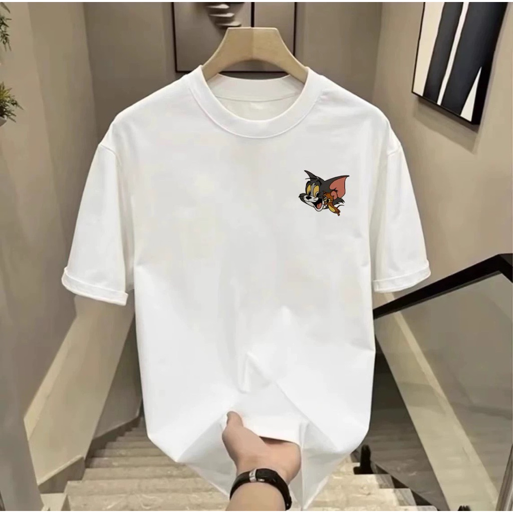 Áo Thun Mèo Và Chuột Unisex Form Rộng Vải Cotton Dày Dặn - Không Xù Lông - Mềm Mịn Thoáng Mát