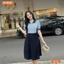 Đầm thiết kế BEMINE cổ sen phối sọc chân váy dáng chữ A phù hợp đi làm-B122