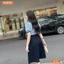 Đầm thiết kế BEMINE cổ sen phối sọc chân váy dáng chữ A phù hợp đi làm-B122