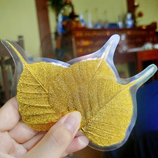 [Tặng Kèm Hộp ]Lá bồ đề dát vàng may mắn bỏ ốp điện thoại treo xe