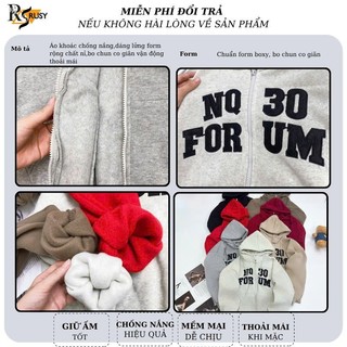Áo Khoác Nỉ Boxy Dáng Lửng Chất Nỉ Dày Dặn Thêu Chữ, Nón To 2 Nút Bấm Form Rộng Basic Năng Động Chống Nắng  RUSY