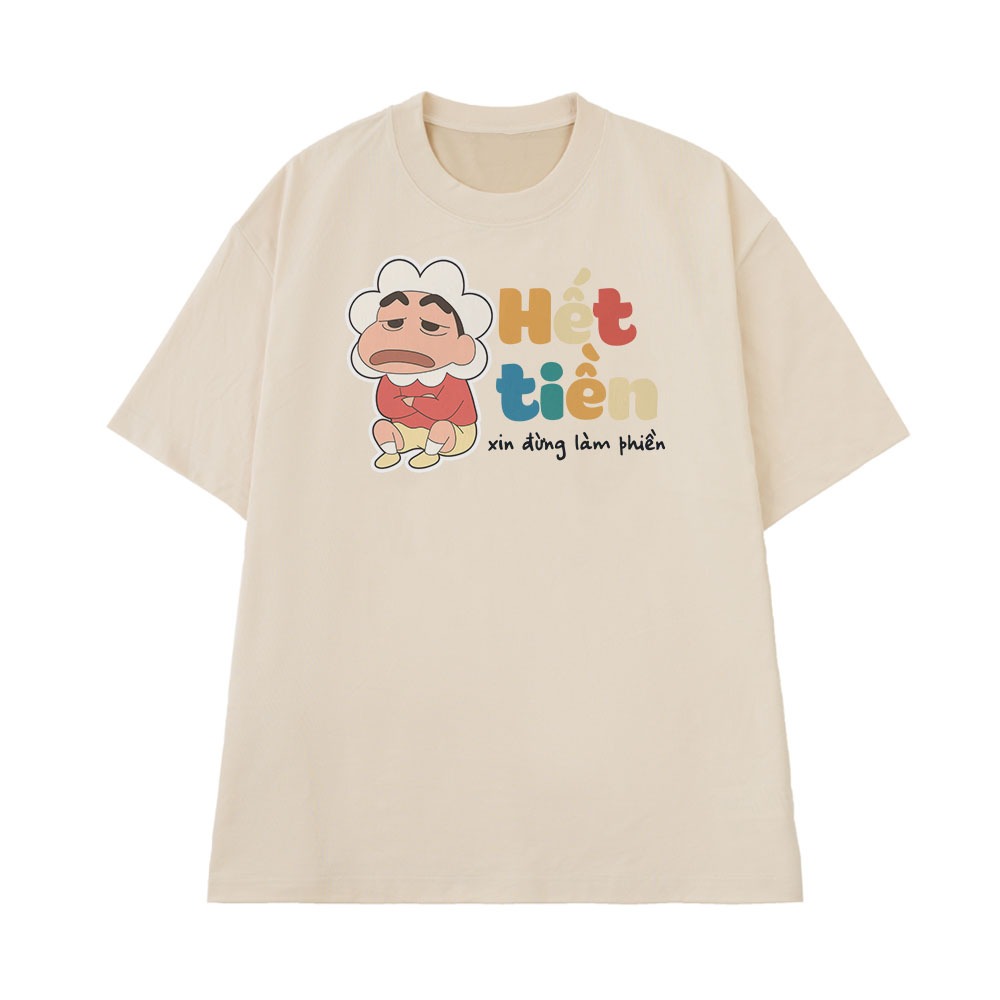 Áo Thun Hài Hước Hết Tiền Xin Đừng Làm Phiền Câu Nói Text Vui Form Rộng Cotton 250gsm