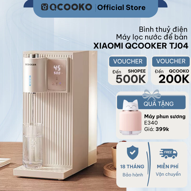 Bình thủy điện máy lọc nước làm nóng để bàn Xiaomi Qcooker CS-TJ04-75G Công nghệ lọc RO 5 lớp siêu sạch công suất 2130w — ảnh 1