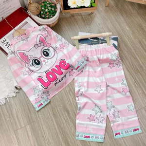 Bộ Đồ Ngủ Pijama Dài Tay Cho Bé Chất Vải Lụa Siêu Cao Cấp