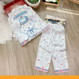 [ 17KG - 48KG ] Đồ Bộ Bé Gái Mặc Nhà dài tay Pijama Lụa 3D Cao Cấp Cho Bé
